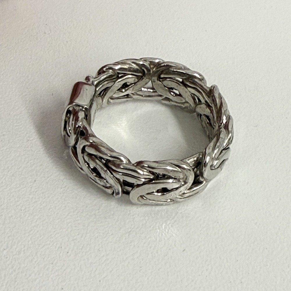 AK Atasay Kuyumculuk Sterling Silver Chain Band Ring Weighs 5 Grams Size 7 3/4 - Picture 6 of 11
